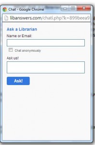 Chat window for library page