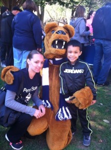 kelly and son with Nittany Lion
