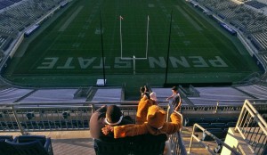 Terry Watson and the Nittany Lion mascot at Beaver Stadium.