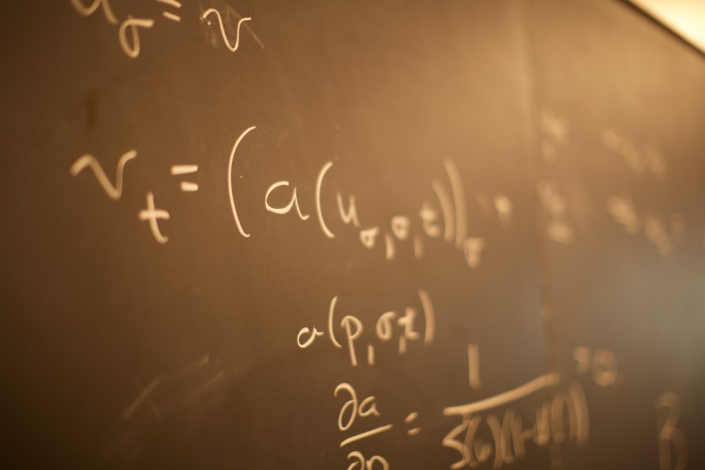 Math equation on chalkboard