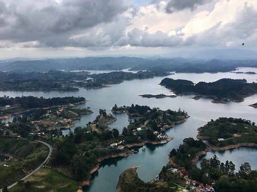 View of mountains and water in Colombia